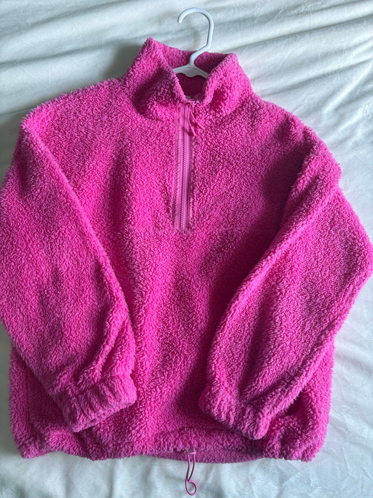 No Boundaries Hot Pink Sherpa Pullover